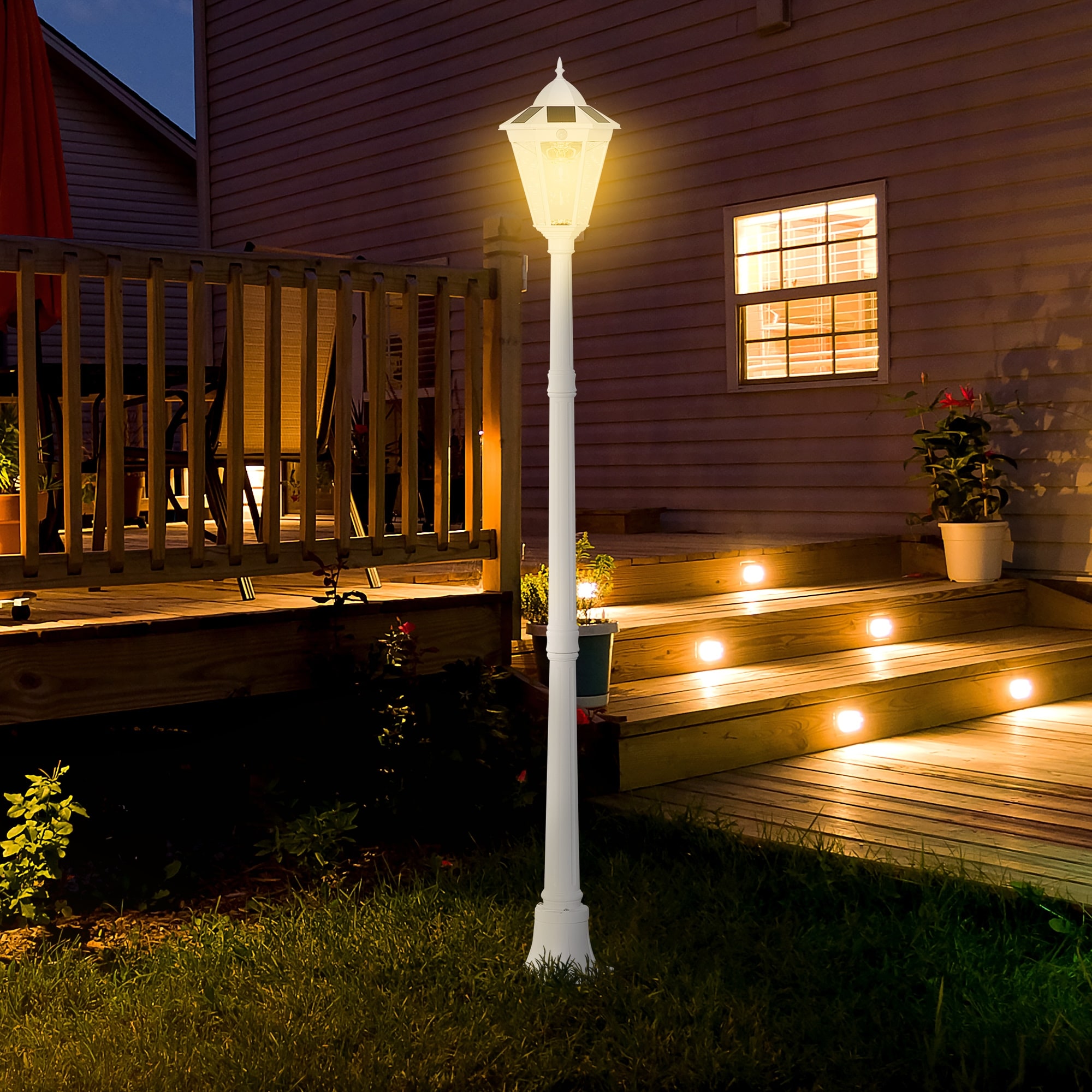 Waterproof Outdoor Solar Lamp Post Light with Adjustable Brightness