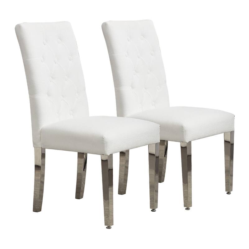 Modern Velvet Upholstery Dining Chairs Set of 2 - Stainless Steel Legs & S-Shaped Springs