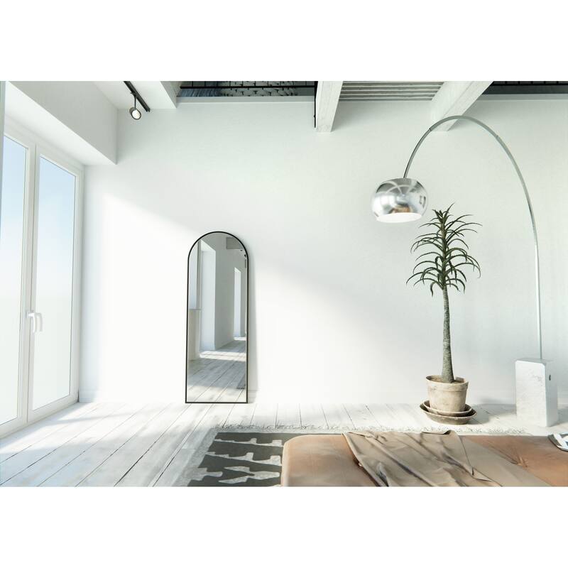 Glass Warehouse Large Arch Shape Stainless Steel Framed Mirror
