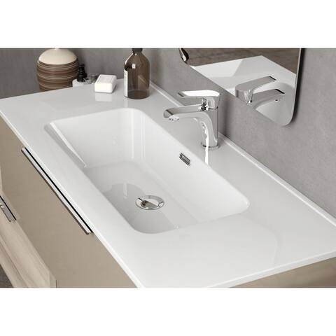 24" - 40" Ceramic Single Bathroom Vanity Top - Glossy White w/ Sink
