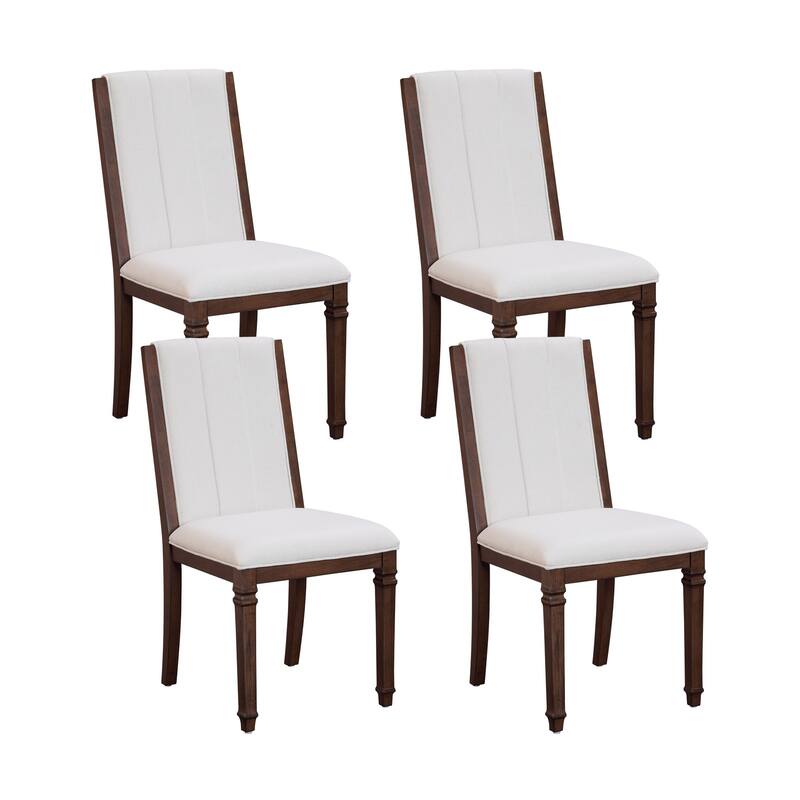 Farmhouse Dining Chair and Bench Set, Solid Wood Upholstered Armless Chair and Dining Bench with Turned Legs