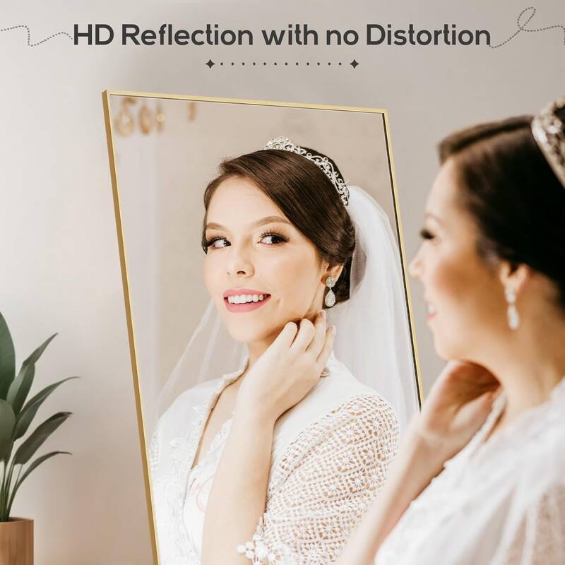 Mirror Full Length, 21"x64" Body Wall Mirrors, Floor Standing, Large Tall Mirror with Stand Aluminum Alloy Frames