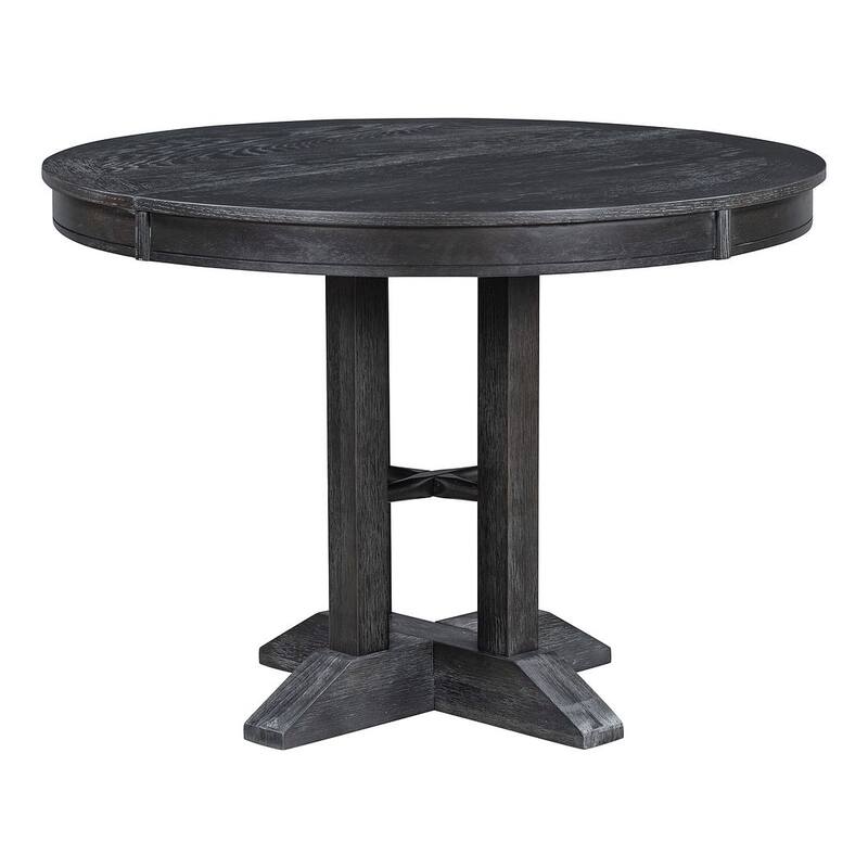 Farmhouse Retractable Round Table with 4 Upholstered Chairs