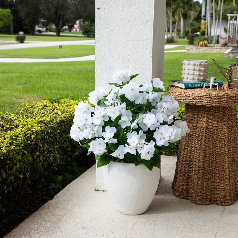 19-in UV Resistant Artificial Hydrangea Bush - Set of 3