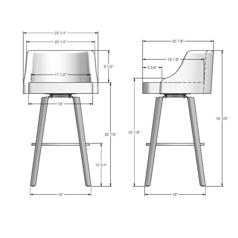 Amisco Ramon Swivel Counter and Bar Stool with Solid Wood Legs