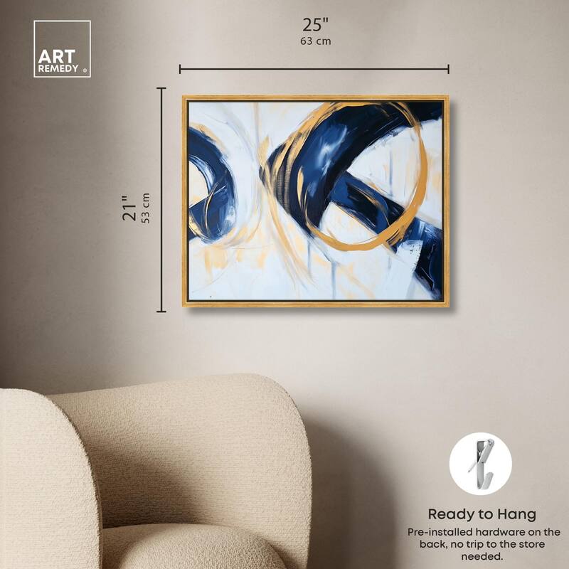 Navy and Gold Rings II Canvas by Art Remedy