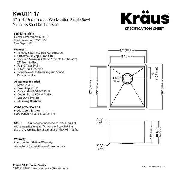 KRAUS Kore Workstation Undermount Stainless Steel Kitchen Sink