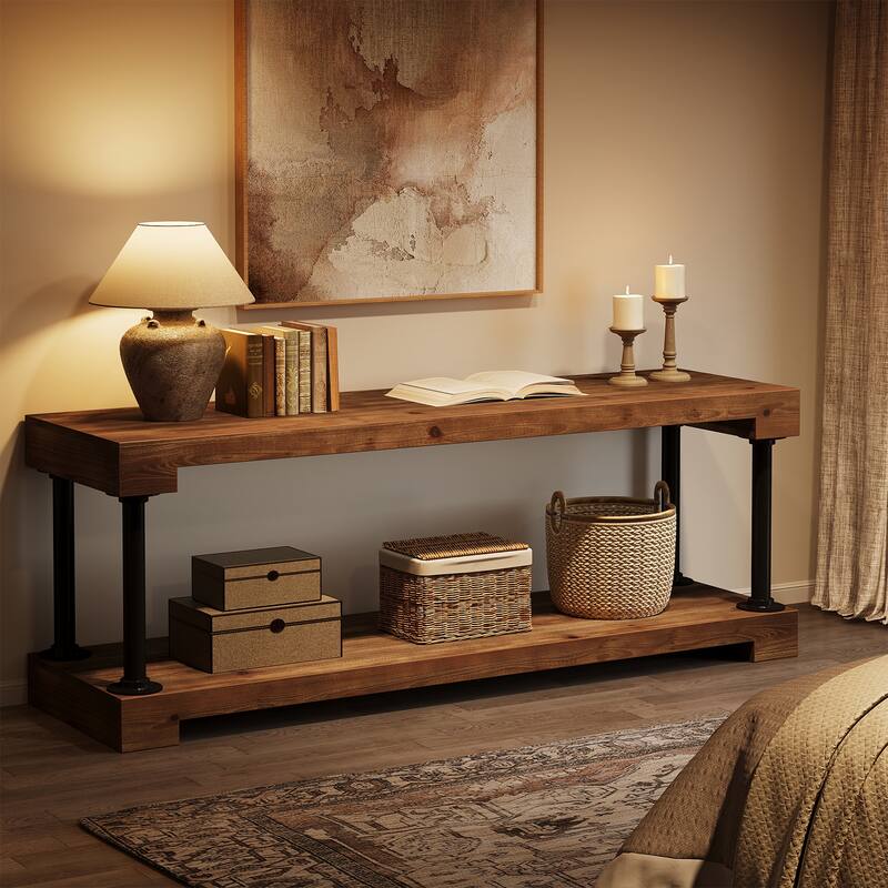 63" Solid Wood TV Stand For 75-Inch TV - 63.0" W x 13.8" D x 21.7" H