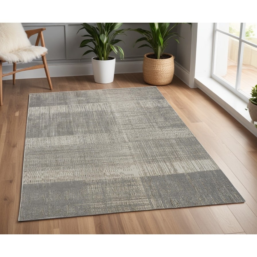 Zidaq Abstract Modern Non Skid Woven Area Rug By HomeRoots - 4' x 6'