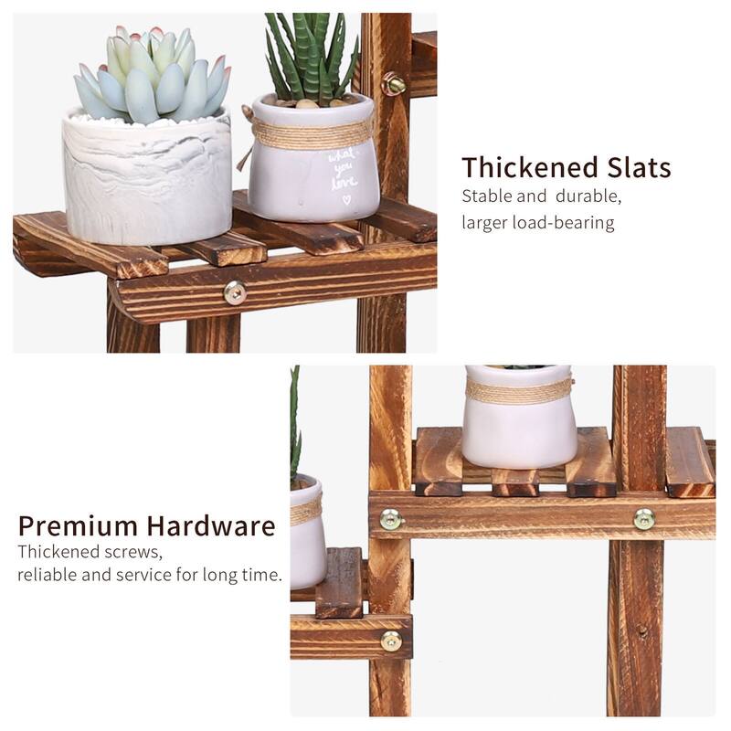 4 Tiered Succulent Plant Stand Pine Wood Window Shelf for Small Flower Pots