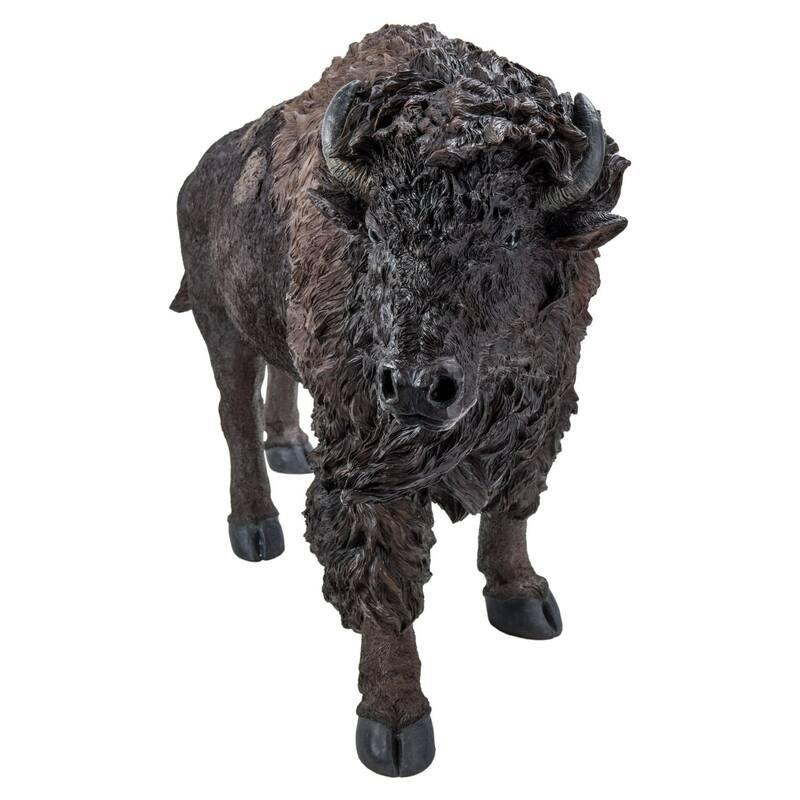 Standing Bison Outdoor Garden Statue - 35.5"