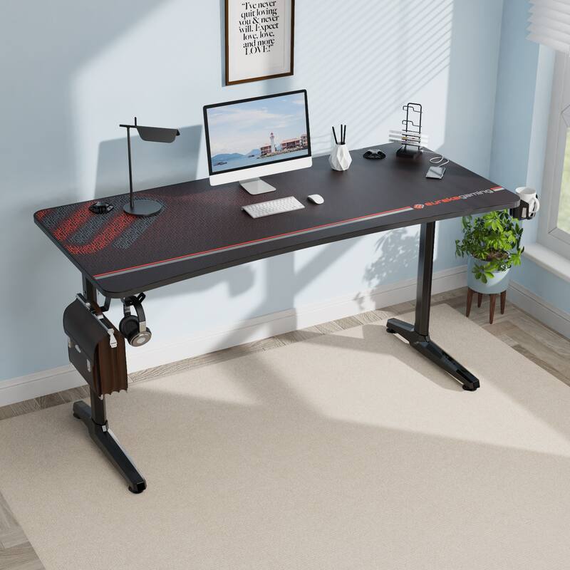 Black Gaming Desk Computer Desk with Free Full Mouse Pad & USB Charger