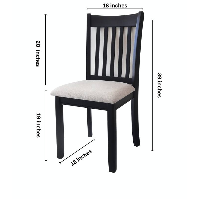 Set of 2 White Finish Dining Room Chairs with Cushioned Seats