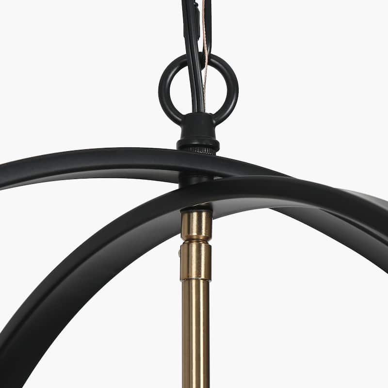 Modern Farmhouse Large 4-light Globe Chandelier Black Gold Dimmable Island Light - D23" x H 25"