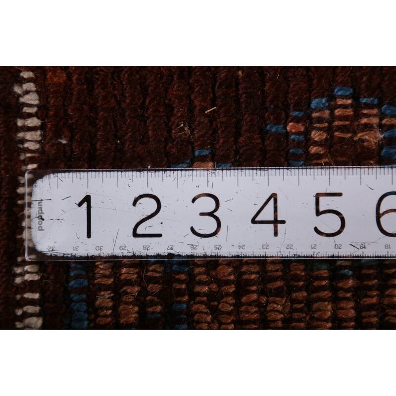 Hand Knotted Oriental 100% Wool Carpet Transitional Tribal Brown Anatolian Area Rug - 2' 3'' X 1' 5''