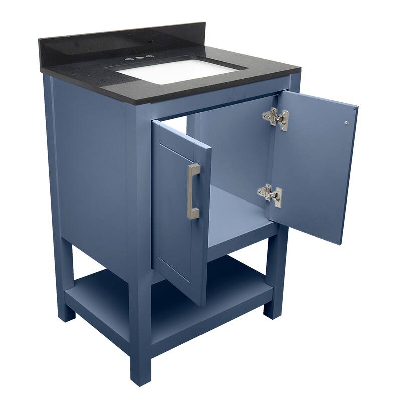 Taos 25" Bathroom Vanity with Cultured Marble Vanity Top Sink in White with White Basin