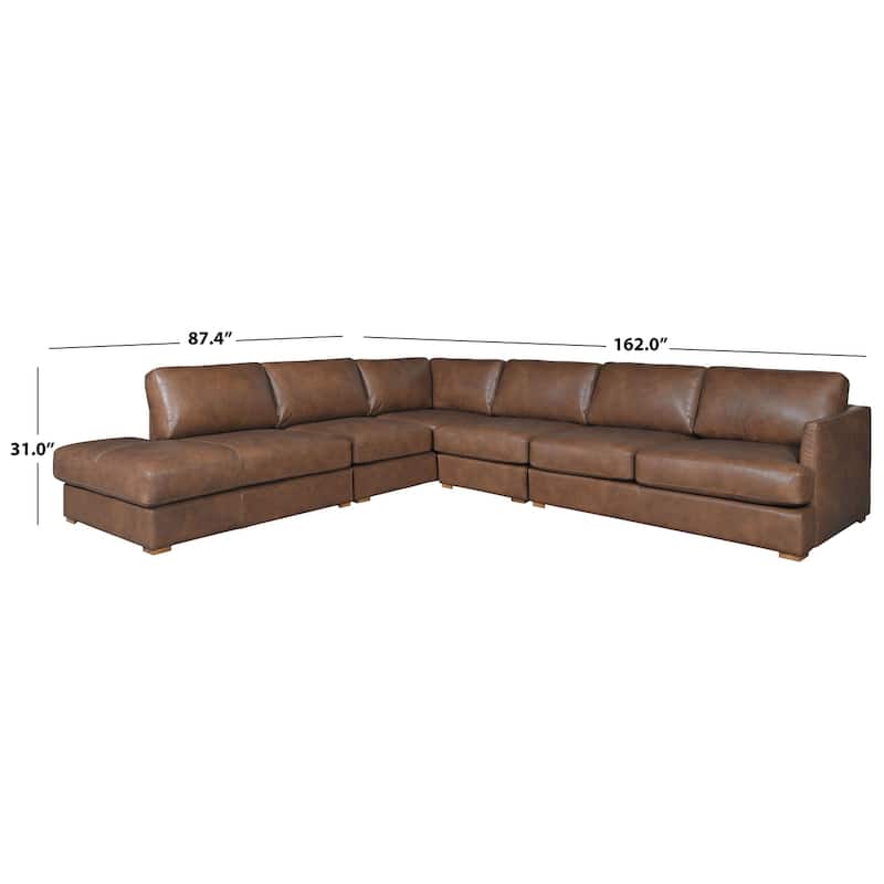 SAFAVIEH Couture Gustav Leather Corner Sectional - 162"W x 87"D x 31"H