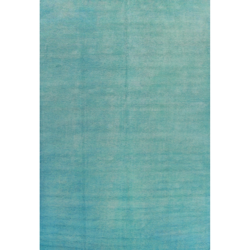 Hand Knotted Oriental 100% Wool Carpet Modern Solid Navy Blue & Blues Gabbeh Area Rug - 12' 1'' X 9' 4''