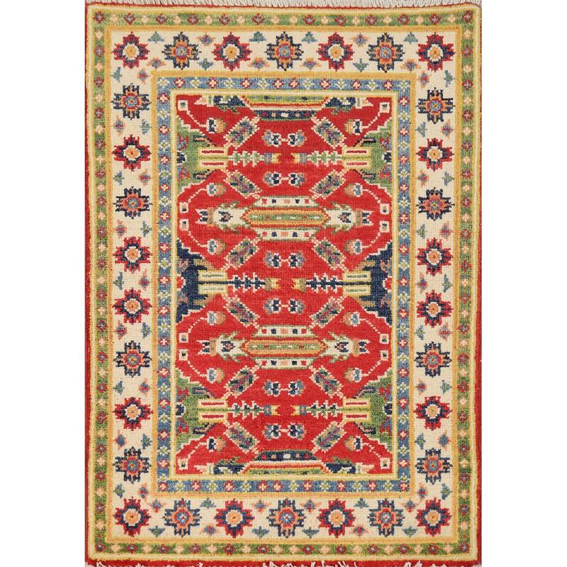 Traditional Red Kazak Oriental Rug Handmade Wool Carpet - 2'0"x 3'0"