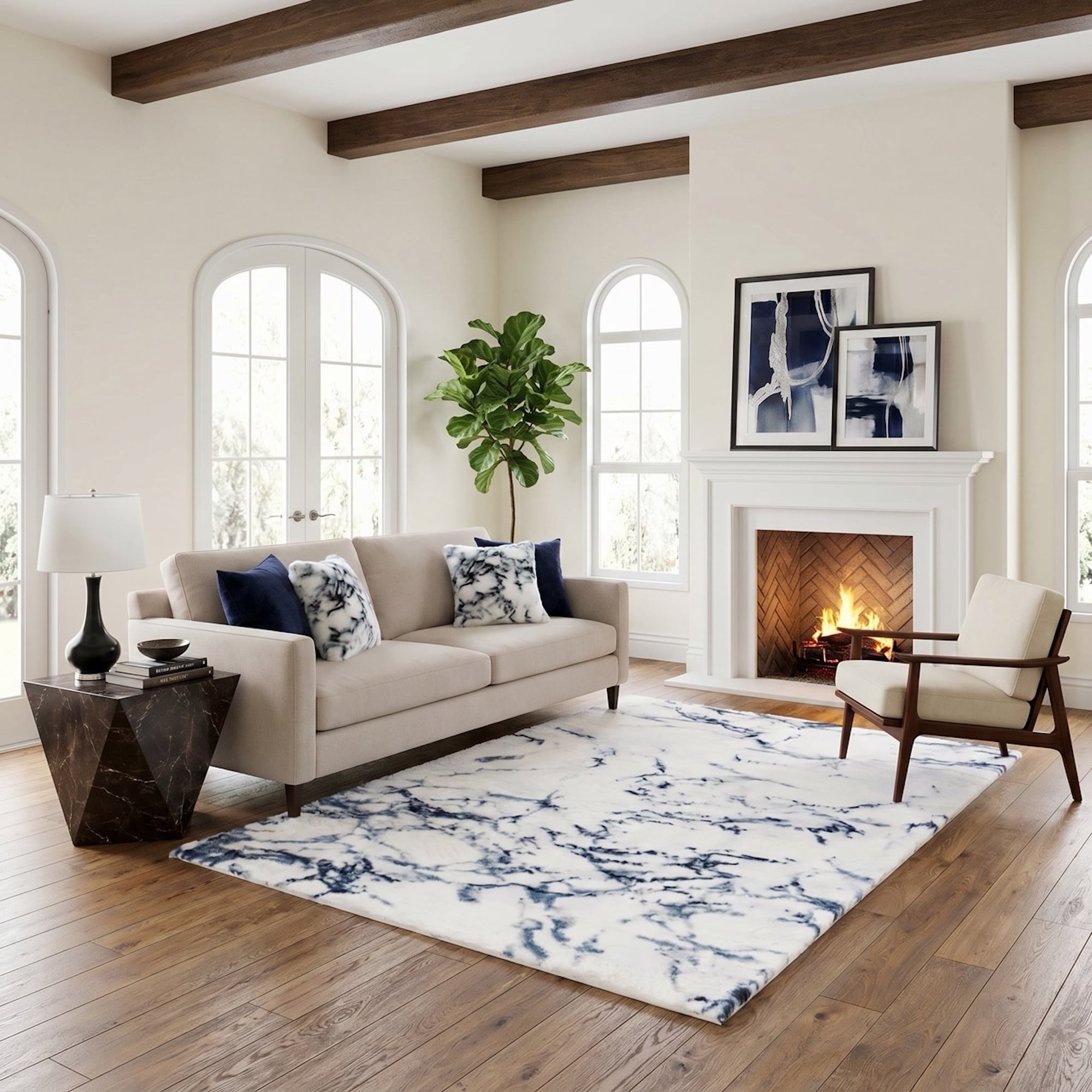 MDA Rugs Luxury Collection Abstract Marble Print Area Rug