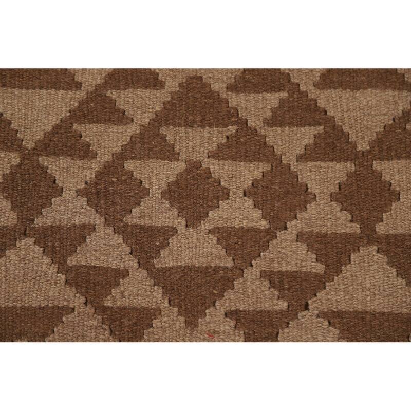 Flat-weave Kilim Rug Oriental Brown Wool Carpet - 3'1" x 5'1"