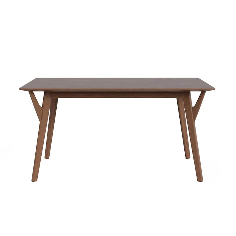 Rectangular Wooden Dining Table with Angled Legs in Walnut - Walnut