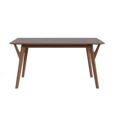 Rectangular Wooden Dining Table with Angled Legs in Walnut