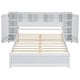 preview thumbnail 26 of 28, Full Size Platform Bed with Storage Headboard, 3 Shelves, 2 Side Lockers, Solid Pine Wood Frame, No Box Spring Required, Grey