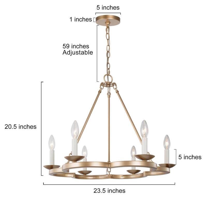 Mid-century Modern 6-light Wagon Wheel Classic Candle Kitchen Chandelier