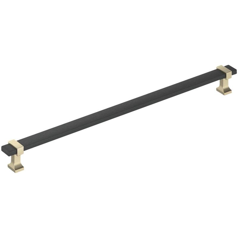 Amerock BP37083 Overton 12-5/8" Center to Center Bar Cabinet Pull - Brushed Matte Black / Golden Champagne