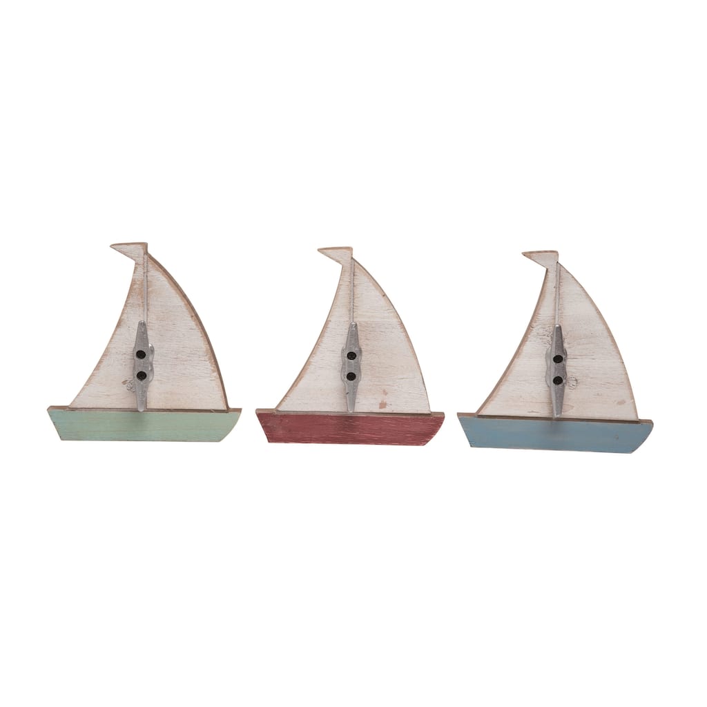 Transpac MDF Sailboat Hook Decor Set of 3 Spring Home Decorations