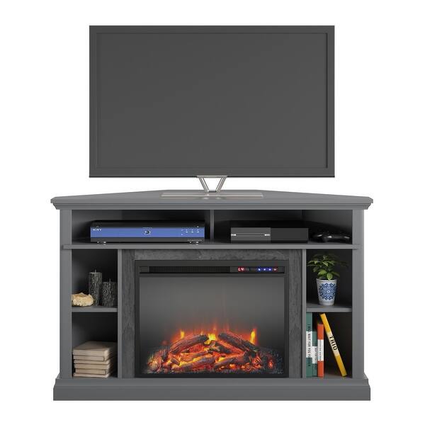 48 Wood Corner Electric Fireplace Media Console Tv Stand