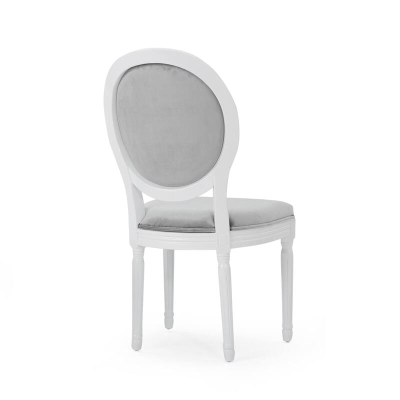 Set of 2 French Dining Chairs Grey Side Chair Round Back Accent Chairs