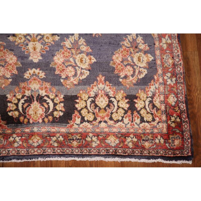 All-Over Floral Sarouk Persian Vintage Rug Hand-knotted Wool Carpet - 3'10"x 4'10"