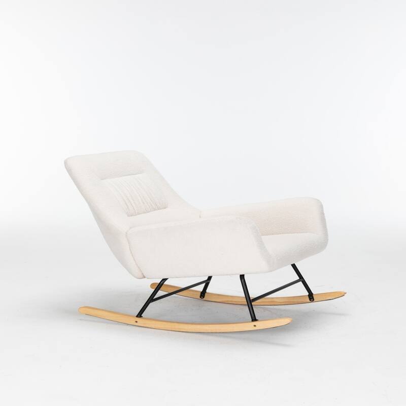 Plush Teddy Glider Recliner, High Back Rocking Chair with Swivel