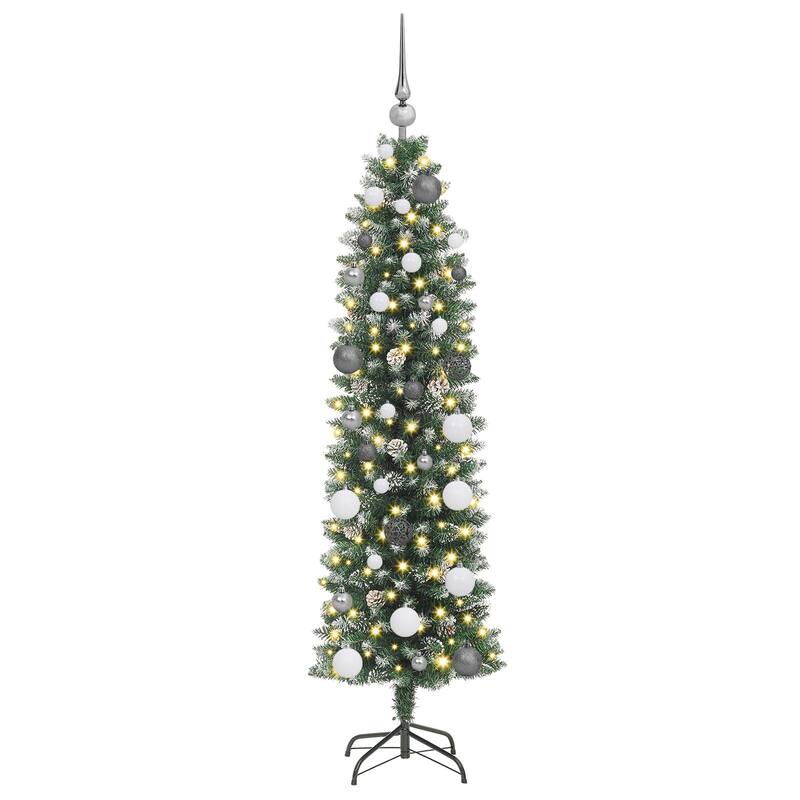 vidaXL Christmas Tree Party Decoration Artificial Slim Tree with Stand PVC