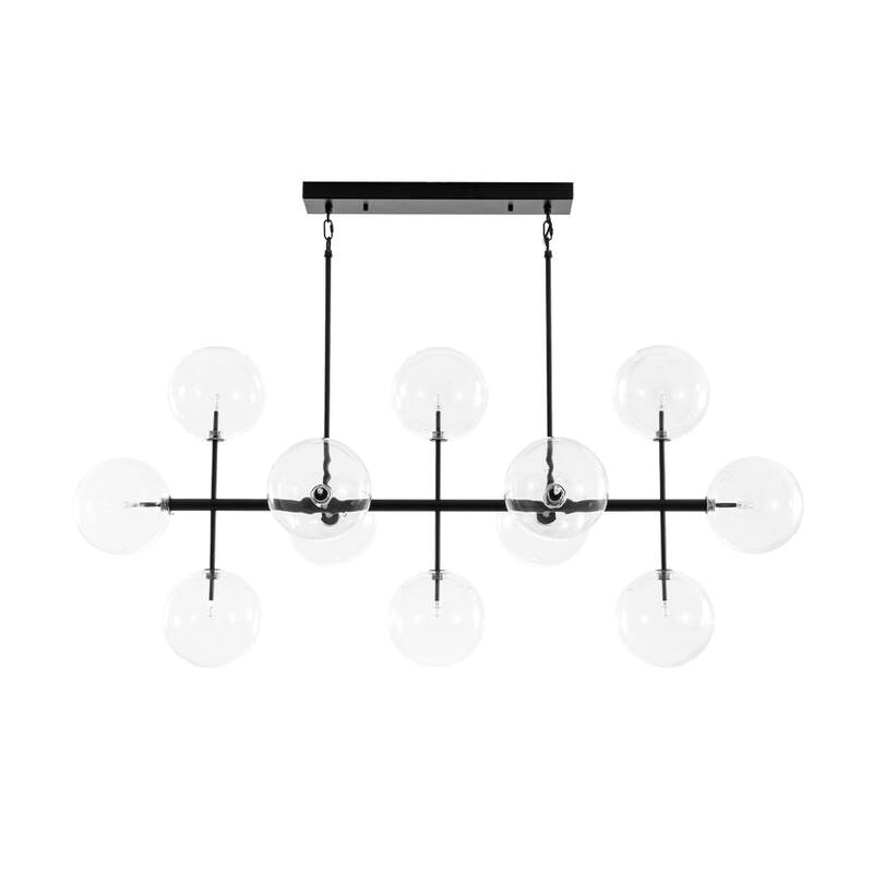Glam 12-Light Linear Clear Glass Bubble Sputnik Island Chandelier