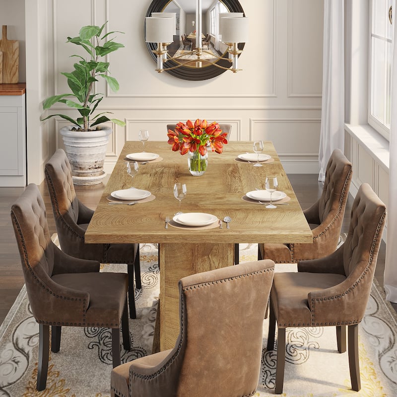 Wooden Dining Table, Kitchen Dinner Table, Dining/Living Room Accent Dinner Table Family Gathering Table