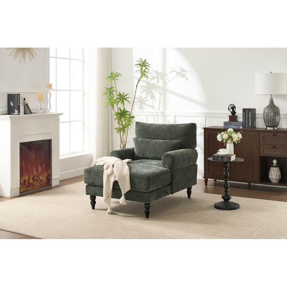 GDFStudio - Marcelline Chaise Lounge Recliner with Solid Wood Frame and Cushion