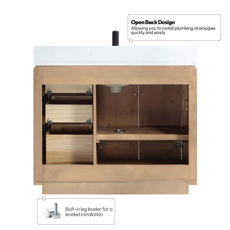 San Single Bath Vanity with Composite Stone Top without Mirror