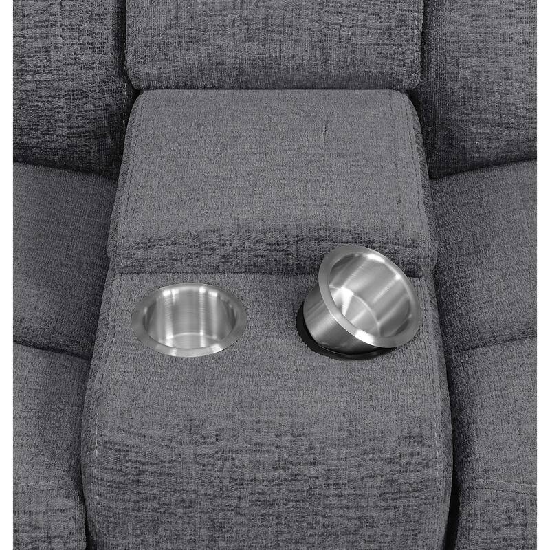 Bahrain Transitional Fabric Upholstered Tufted Back Power Sofa Charcoal