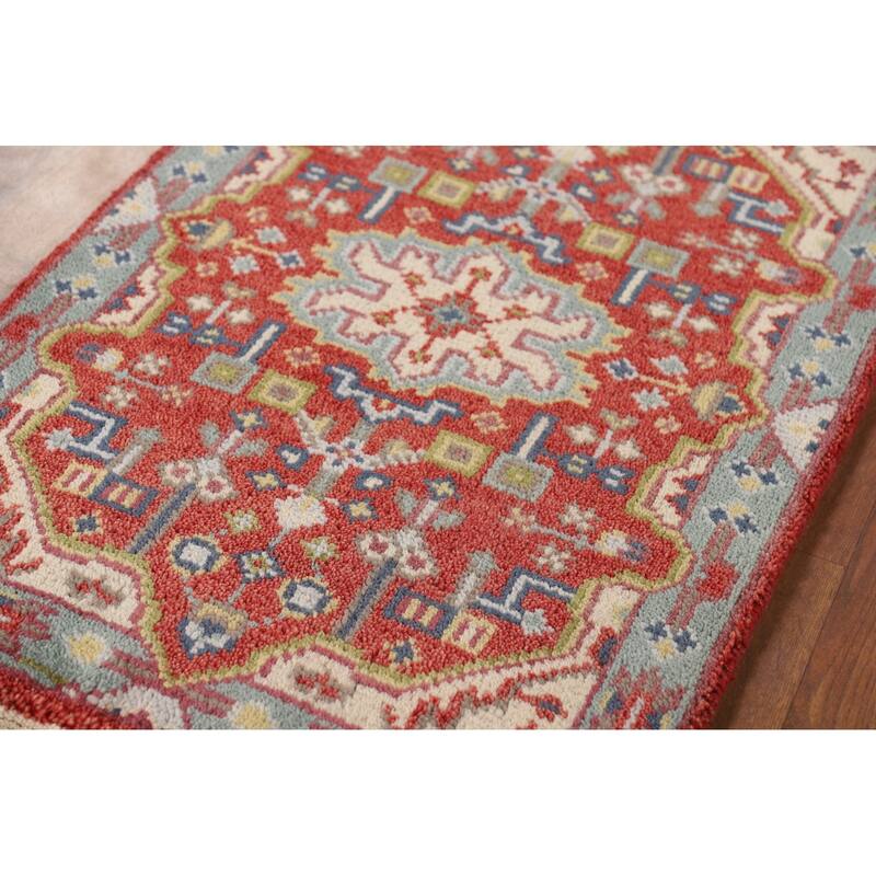 Geometric Kazak Foyer Rug Hand-Knotted Oriental Wool Carpet - 2'0" x 3'0"
