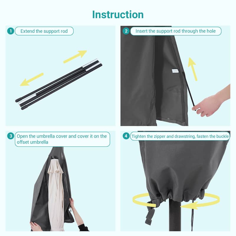 Bonosuki Patio Umbrella Cover - 600D Waterproof Market Umbrella Cover