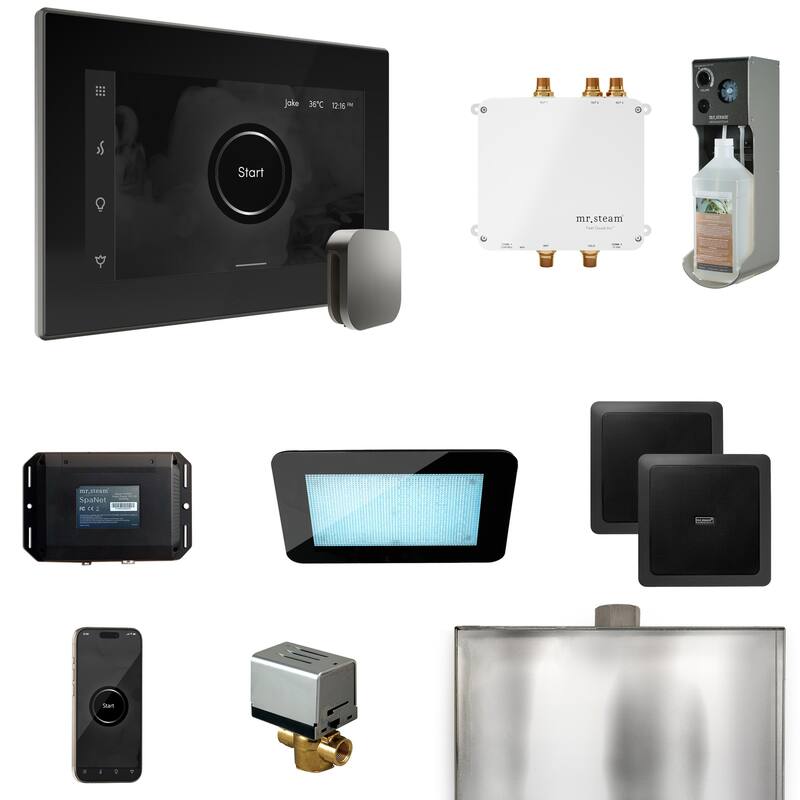 Mr Steam BLS1 Bliss Package Steam Shower Control Package with Isteamx - Black / Satin Steel