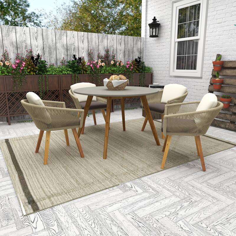 Gray Concrete Resin Modern Outdoor Dining and Accent Table Collection