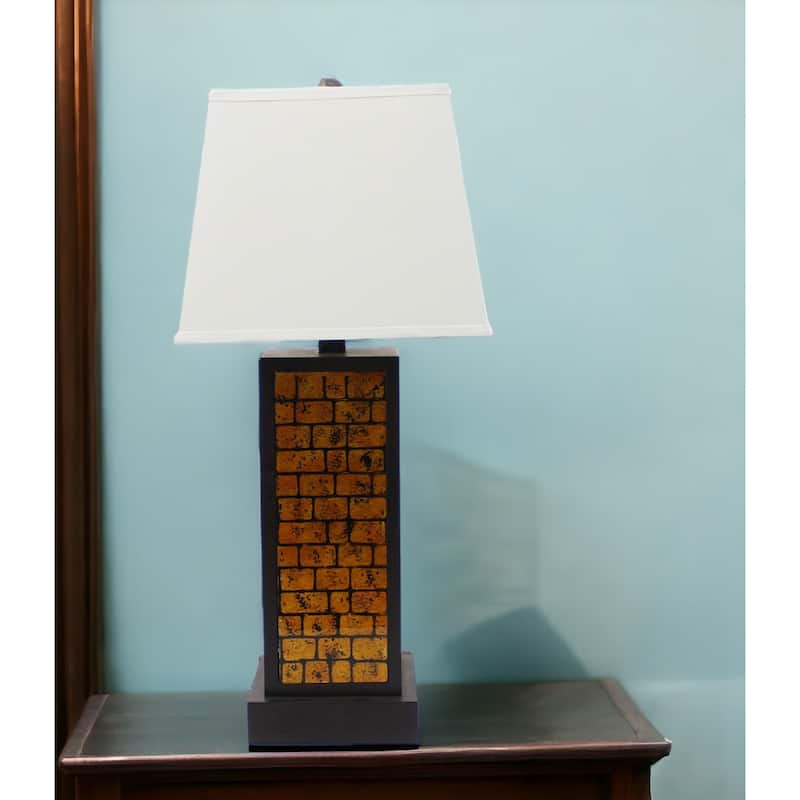Metal Bedside Table Lamp with White Empire Linen Shade - 15” x 13” x 30.75”