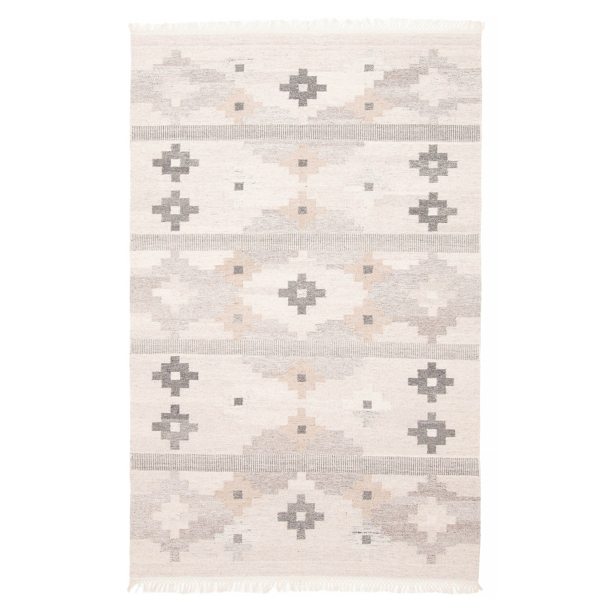 ECARPETGALLERY Flat-Weave Ankara FW Beige Wool Kilim - 5'0 x 8'0