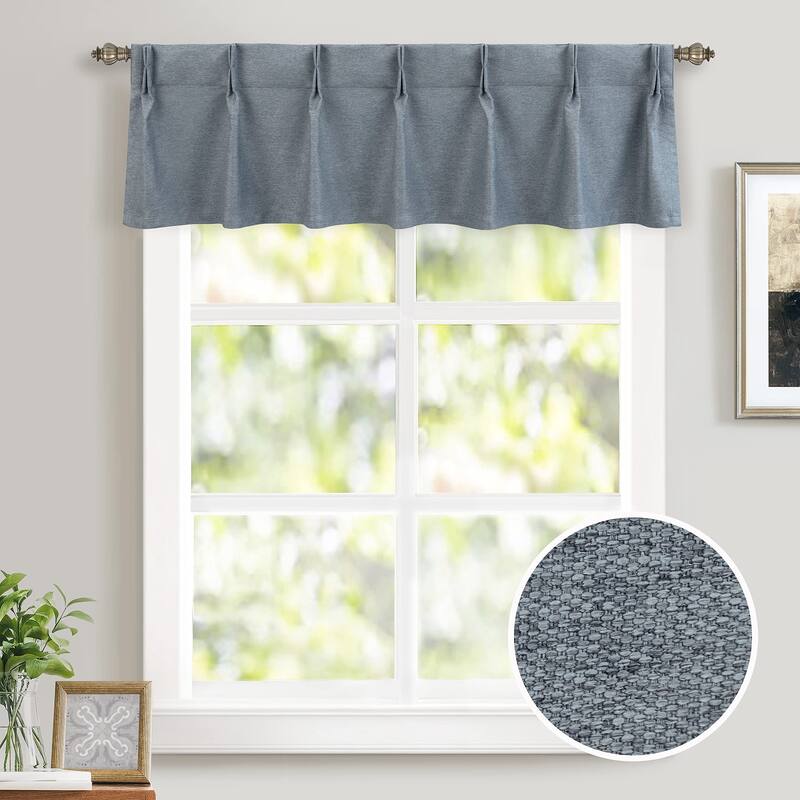 DriftAway Blackout Pinch Pleat Faux Linen Textured Solid Valance