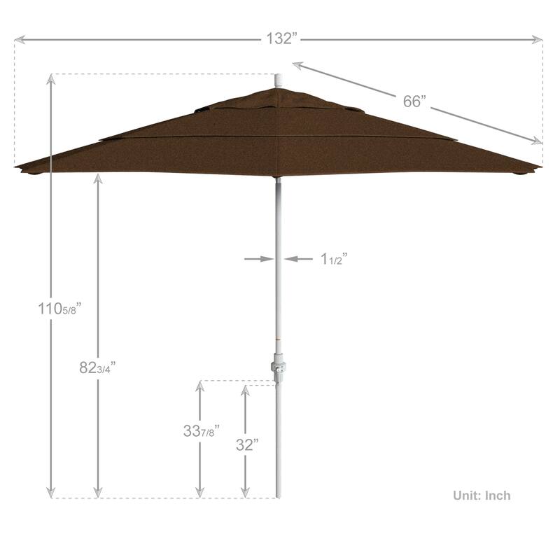 California Umbrella 11' Rd. Aluminum Patio Umbrella, Crank Lift, Collar Tilt, Dbl Wind Vent, White Finish, Sunbrella Fabric
