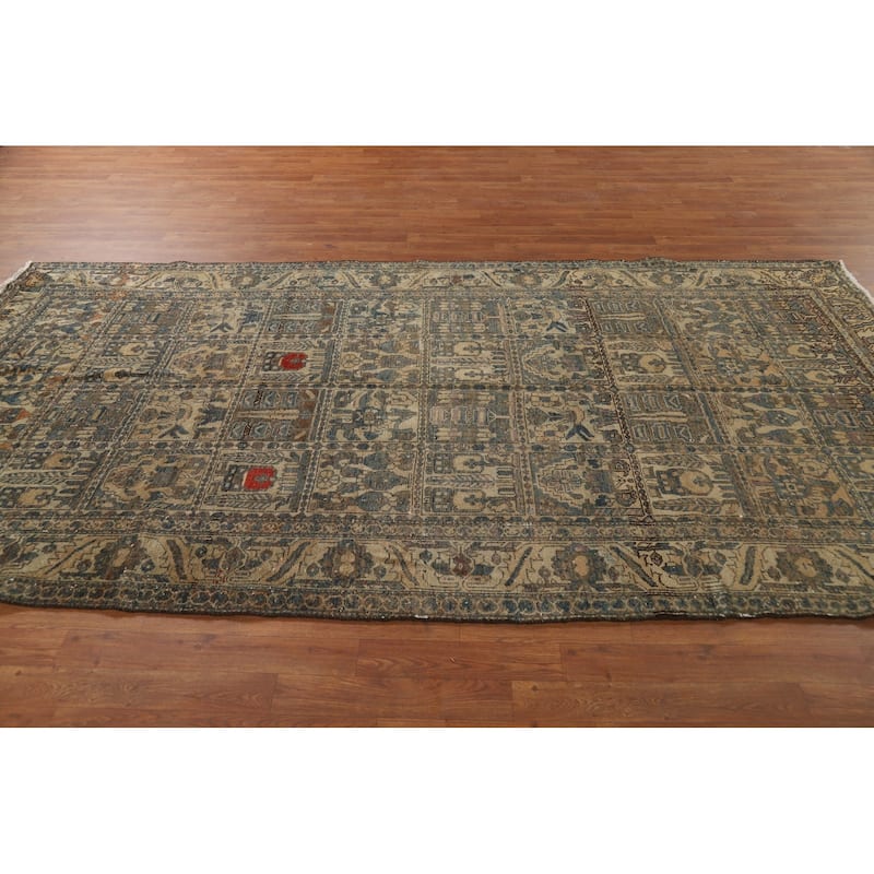 Distressed Bakhtiari Persian Vintage Rug Hand-Knotted Wool Carpet - 5'4"x 10'1"
